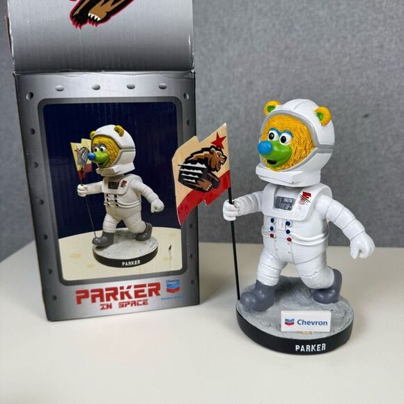 PARKER Fresno Grizzlies Mascot Bobblehead SGA 2019 Moon Landing Edition New - Picture 1 of 10